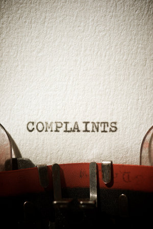 Complaints word written with a typewriter.の写真素材