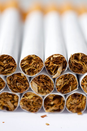 Close up of a group of cigarettesの写真素材