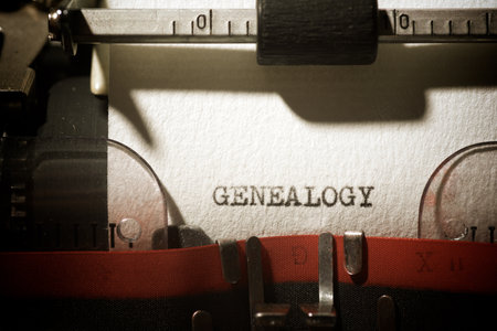 Genealogy word written with a typewriter.の写真素材
