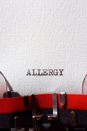 Allergy word written with a typewriter.の写真素材