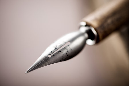 Close-up of a nib pen for retro writing.の写真素材