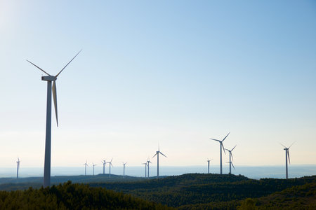 Wind turbine generators for sustainable electrical energy productionの写真素材