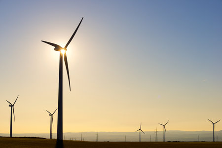 Wind turbines generators for sustainable electrical energy productionの写真素材