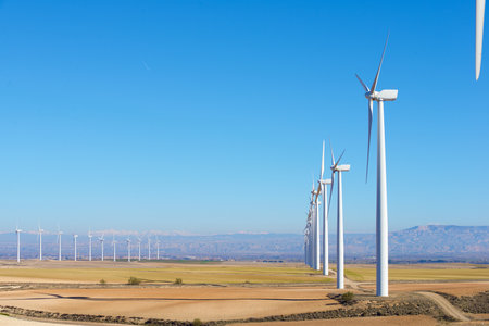 Wind turbines generators for clean electrical energy productionの写真素材