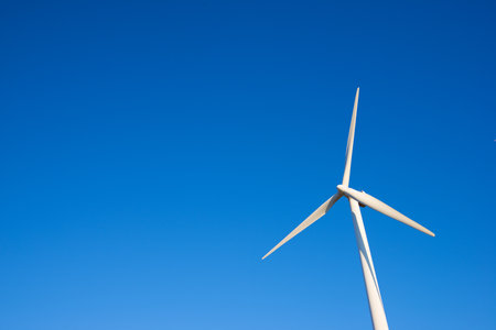 Wind turbine generator for green electrical energy productionの写真素材