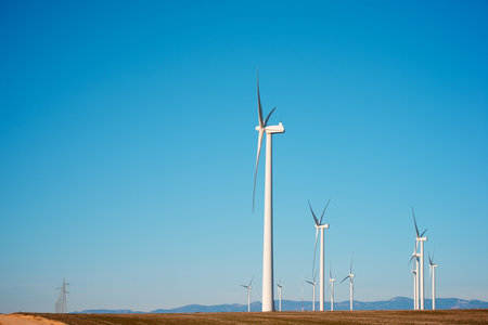 Wind turbine generators for green electrical power production in Spainの写真素材