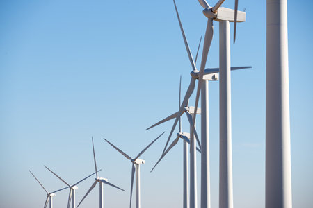 Wind turbines generators for sustainable electrical energy productionの写真素材