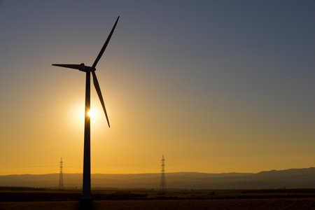 Wind turbines generator for sustainable electrical energy productionの写真素材