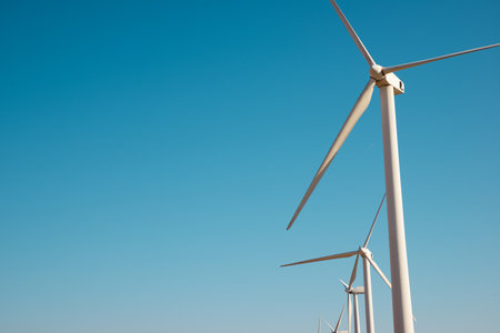 Wind turbine generators for clean electrical energy productionの写真素材