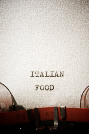 Italian food text written with a typewriter.の写真素材