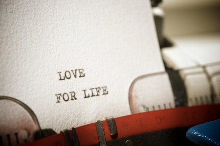 Love for life text written with a typewriter.の写真素材