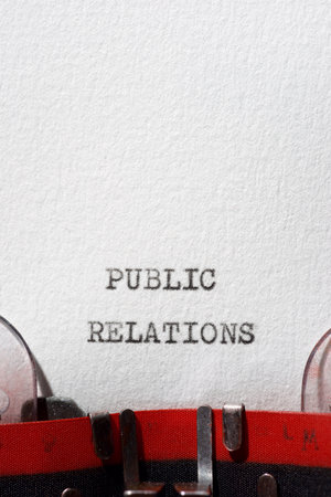 Public relations text written with a typewriter.の写真素材