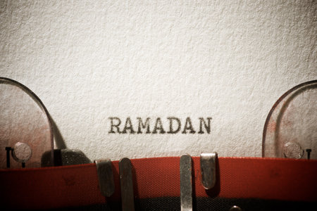 Ramadan word written with a typewriter.の写真素材