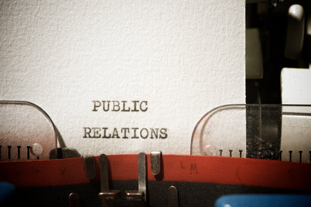 Public relations text written with a typewriter.の写真素材