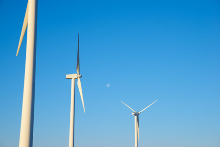 Wind turbine generators for clean electrical energy productionの写真素材