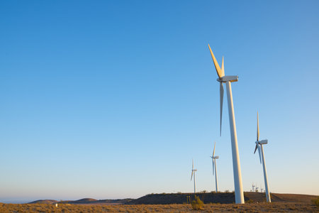 Wind turbine generators for clean electrical energy productionの写真素材