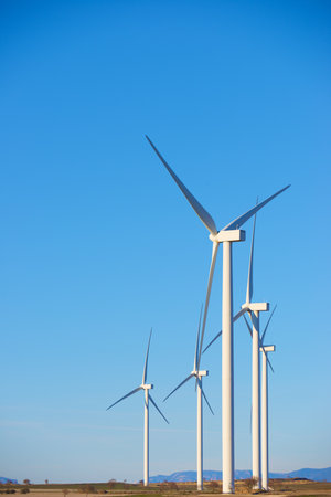Wind turbine generators for green electrical power production in Spainの写真素材