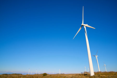 Wind turbines generators for ecological electrical energy productionの写真素材