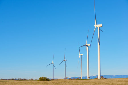 Wind turbine generators for green electrical power production in Spainの写真素材