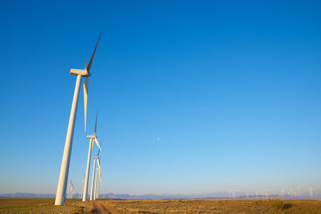 Wind turbine generators for clean electrical energy productionの写真素材