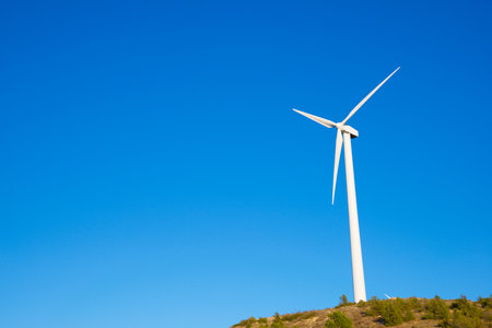 Wind turbine generator for green electricity production in Spainの写真素材
