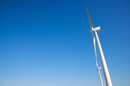 Wind turbine generators for clean electrical energy productionの写真素材