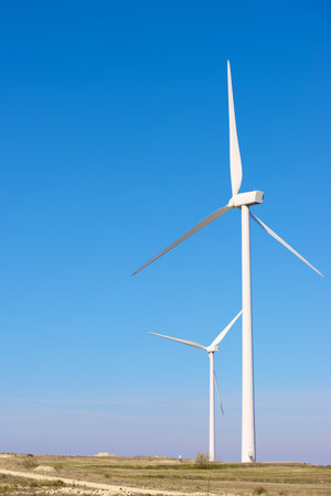 Wind turbine generators for sustainable electrical energy production in Spainの写真素材