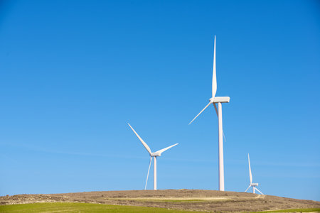 Wind turbine generators for sustainable electrical energy production in Spainの写真素材
