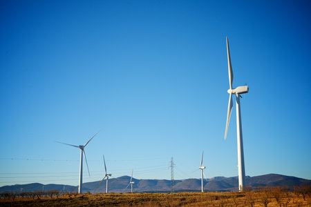 Wind turbine generators for sustainable electrical energy productionの写真素材
