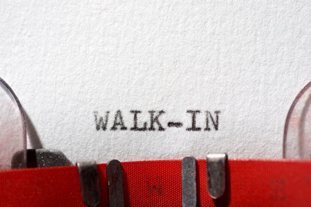 Walk-in word written with a typewriter.の写真素材