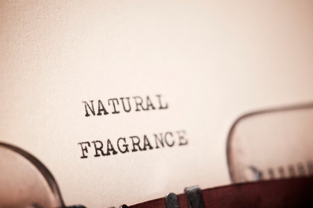 Natural fragrance text written with a typewriter.の写真素材