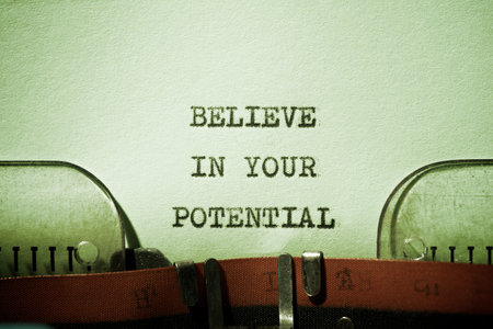 Believe in your potential text written with a typewriter.の写真素材