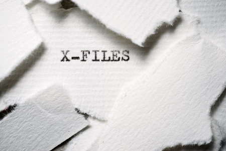 The x-files text written on a small piece of paperの写真素材