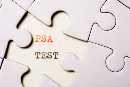 Psa test text written with a typewriter in a white puzzleの写真素材