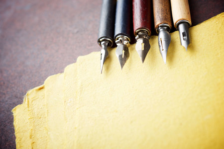 Close-up of a nib pens for retro writing.の写真素材