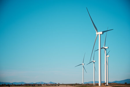 Wind turbine generators for green electrical power production in Spainの写真素材