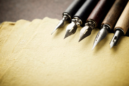 Close-up of a nib pens for retro writing.の写真素材