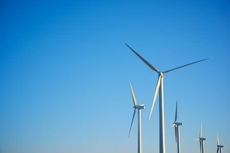 Wind turbine generators for clean electrical energy productionの写真素材