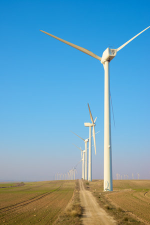 Wind turbine generators for sustainable electrical energy production in Spainの写真素材