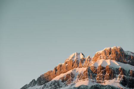 Snowy winter peak in the Pyrenees at Candanchu, Canfranc Valley, Huesca province, Aragon in Spain.の写真素材