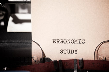 Ergonomic study text written with a typewriter.の写真素材