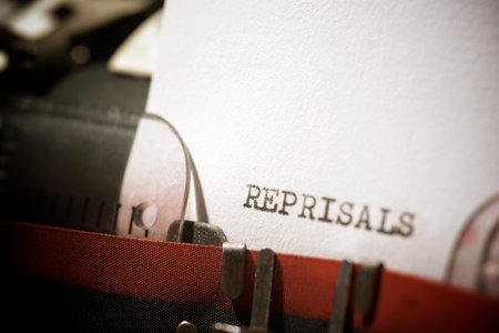 Reprisals word written with a typewriter.の写真素材