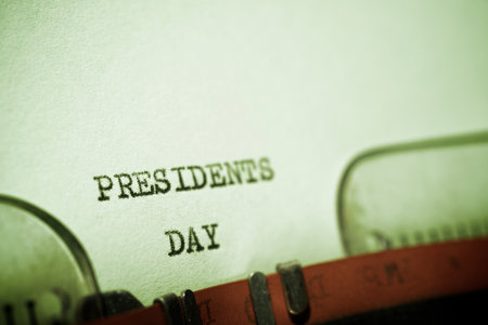 Presidents day text written with a typewriter.の写真素材