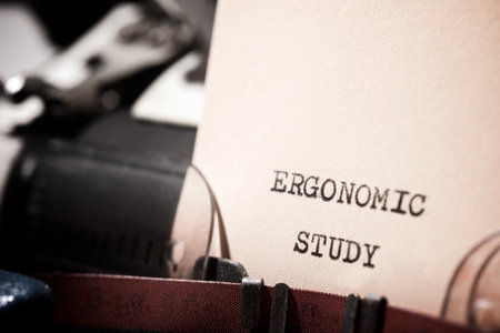 Ergonomic study text written with a typewriter.の写真素材