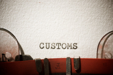Customs word written with a typewriter.の写真素材