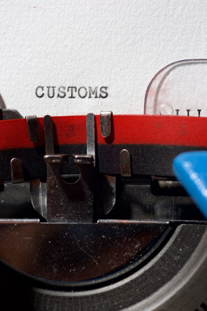 Customs word written with a typewriter.の写真素材