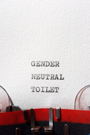 Gender neutral toilet text written with a typewriter.の写真素材