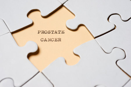 Prostate cancer text in a white puzzleの写真素材