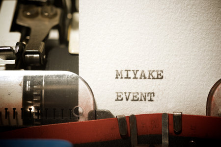 Miyake event text written with a typewriter.の写真素材