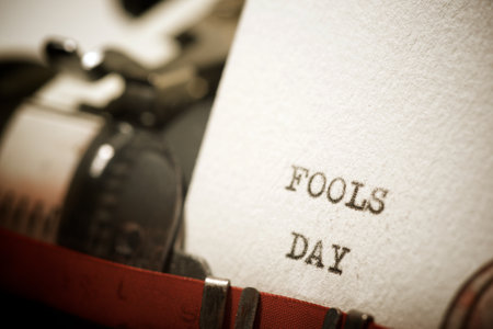 Fools day text written with a typewriter.の写真素材